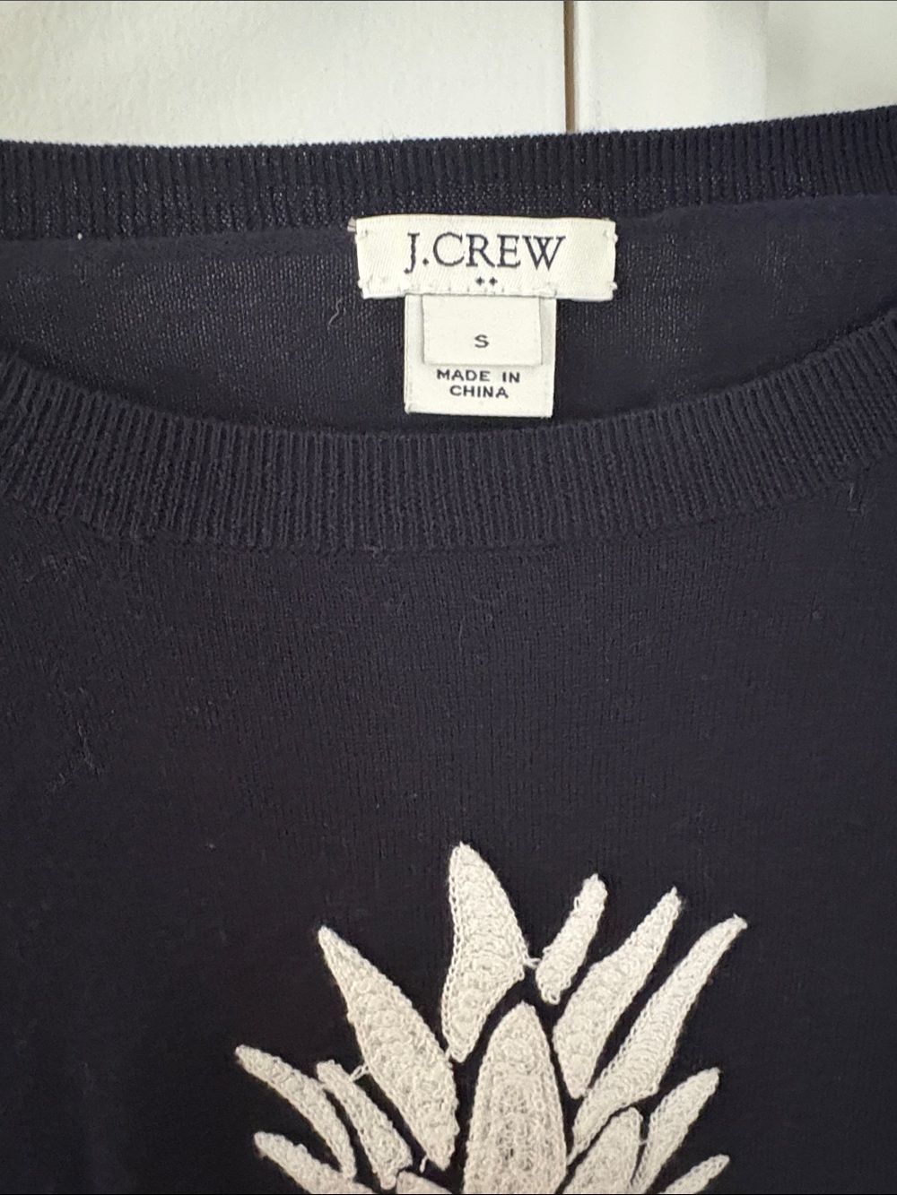 J. Crew Navy Sweater with White Pineapple Graphic - Picture 2 of 5